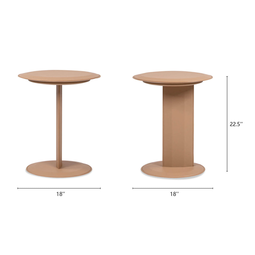 Mode 18" Leatherette Round C-Shaped Sofa Side Table