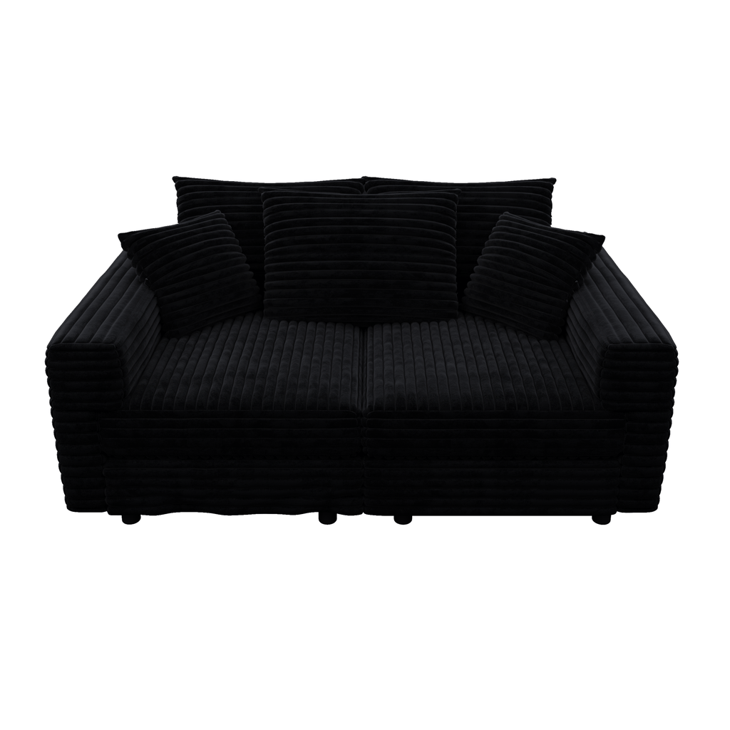 Plush Corduroy 3-Seat Sofa, Modern Comfy Upholstered Couch