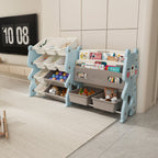 Kids Toy Storage Organizer with 2 Tier Bookshelf