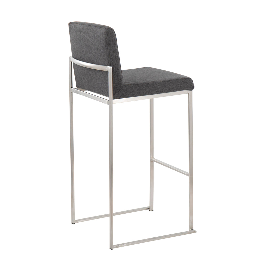 30" Contemporary High Back Barstool in Stainless Steel