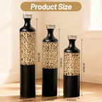3-Piece Handcrafted Metal Floor Vase Set