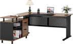 63" L-Shaped Executive Desk with File Cabinet