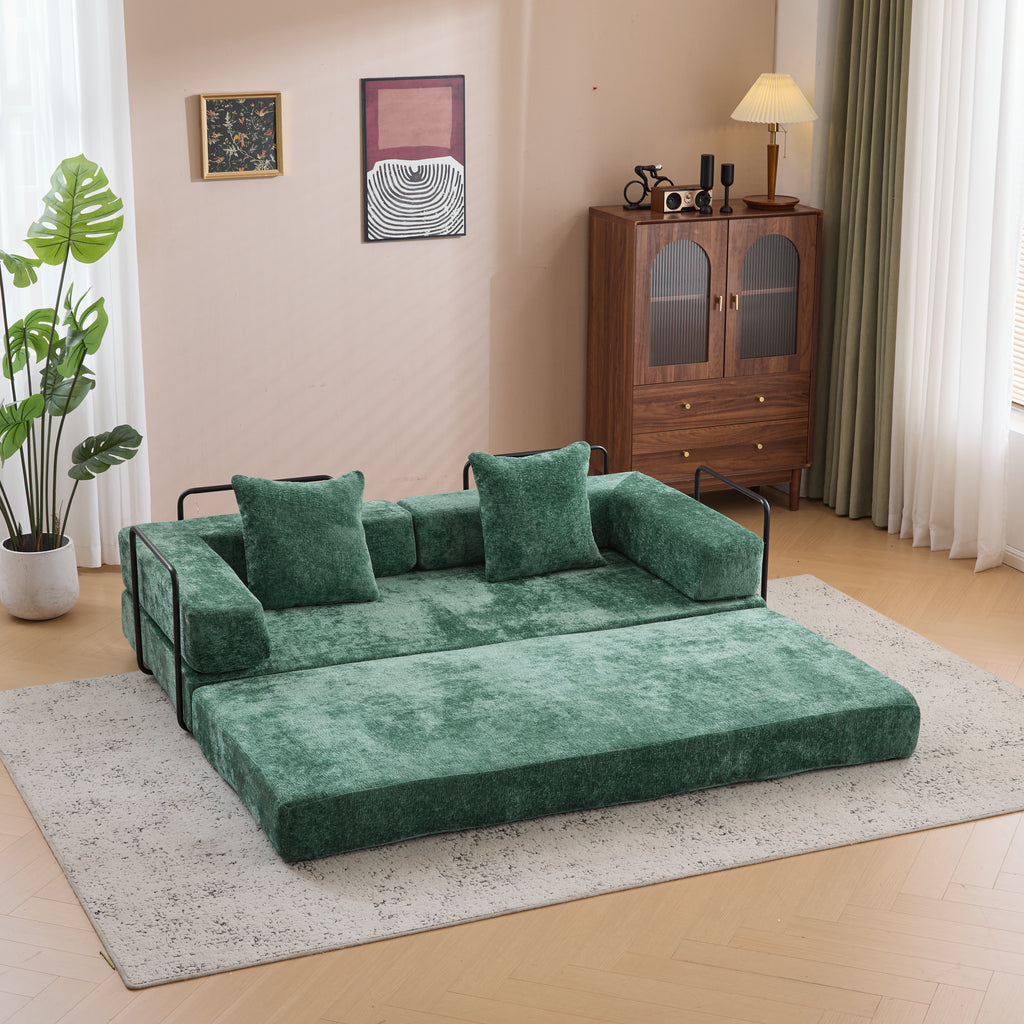 Convertible Floor Couch Sofa Bed - Dark Green
