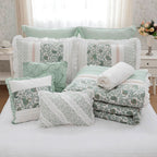 9 Piece Cotton Percale Comforter Set Aqua Cal King