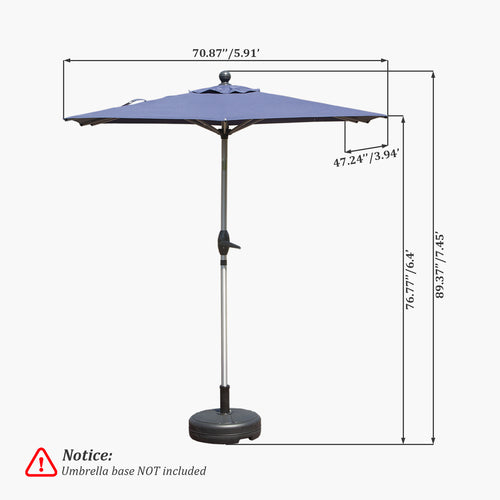 Rectangle Patio Umbrella with Crank Lift and Tilt Function