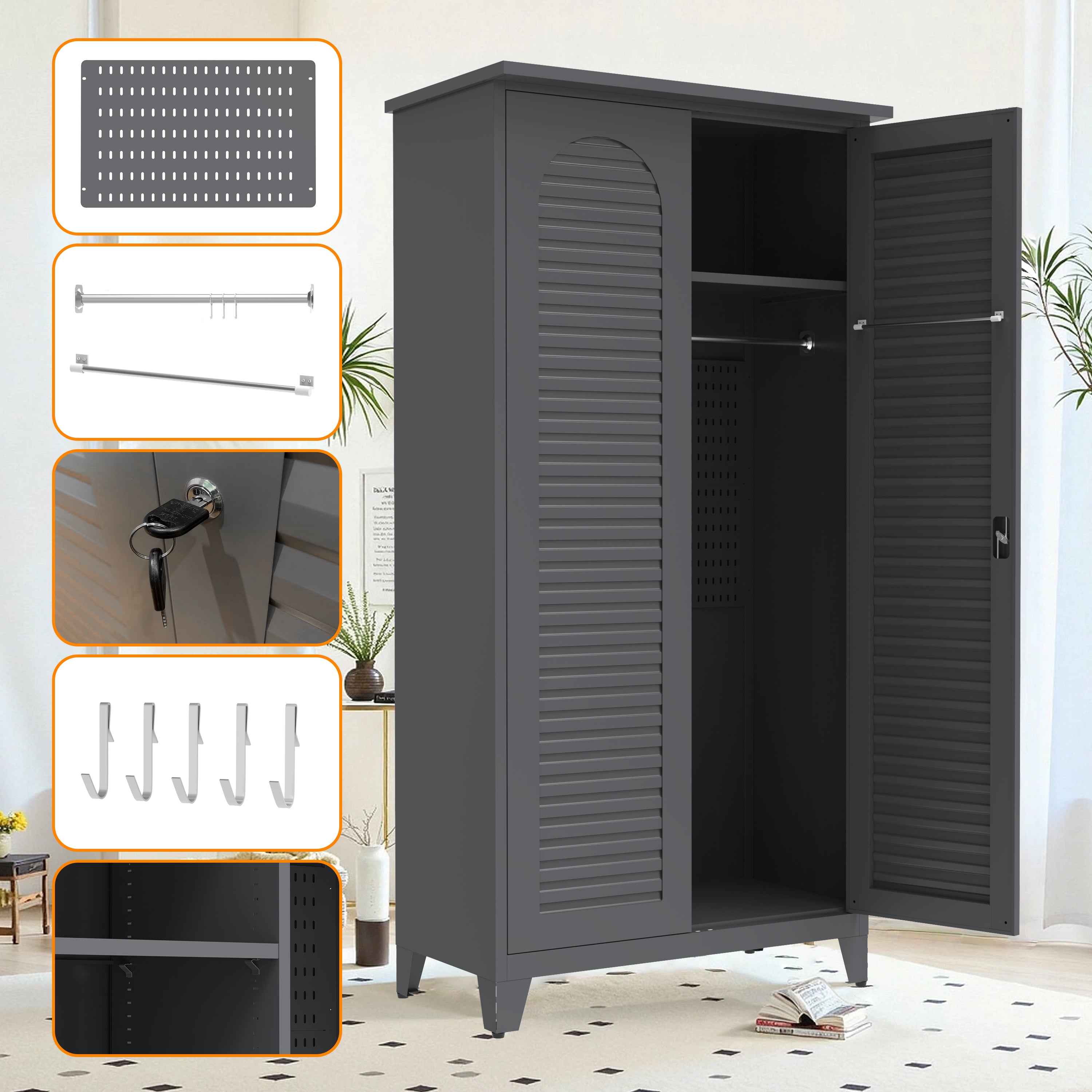 73" Tall Metal Tool Storage Cabinet