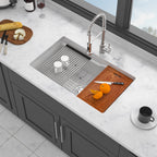 32"x19"x10" Undermount Workstation Single Bowl Porcelain Fireclay Kitchen Sink