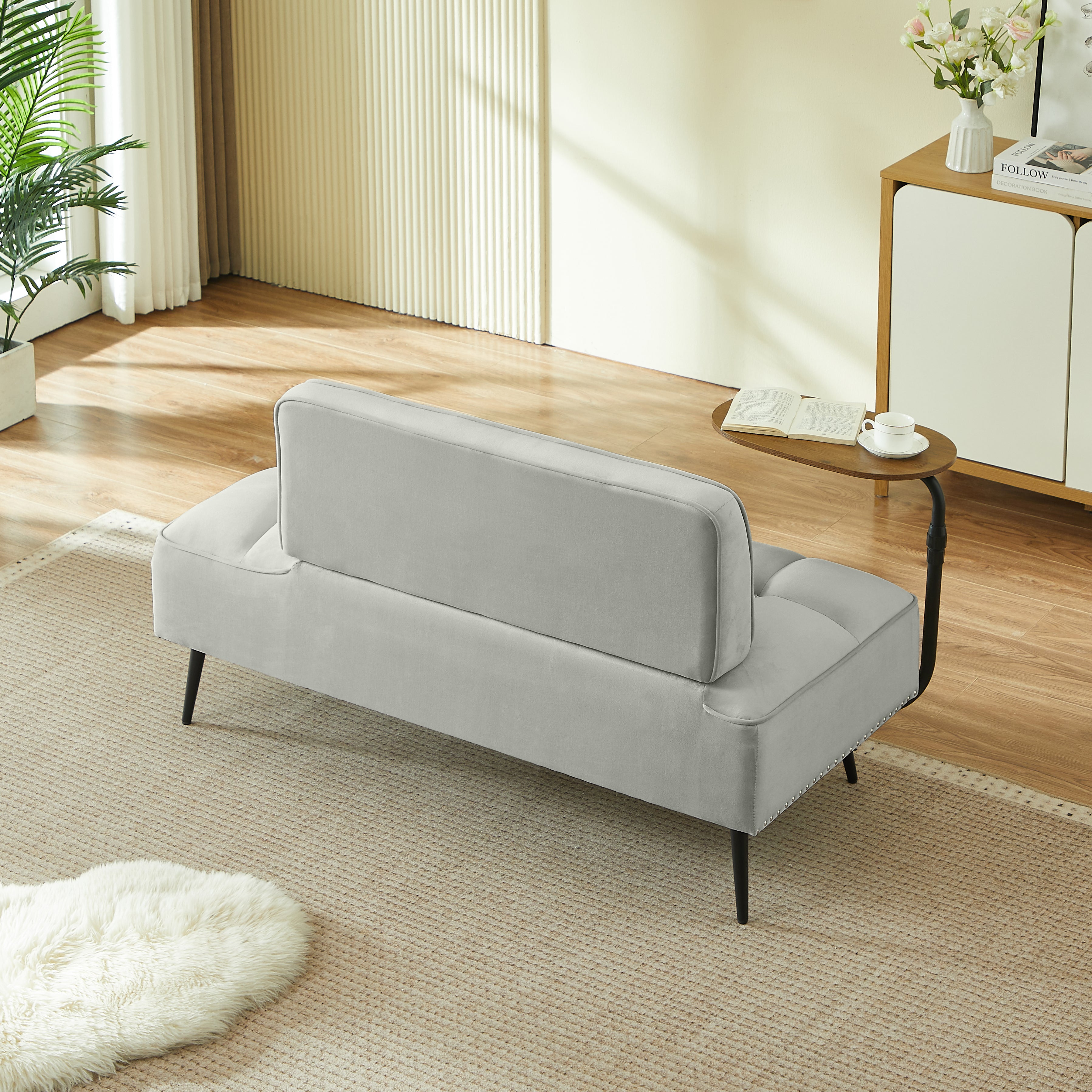 54-Inch Modern Two-Seater Velvet Sofa