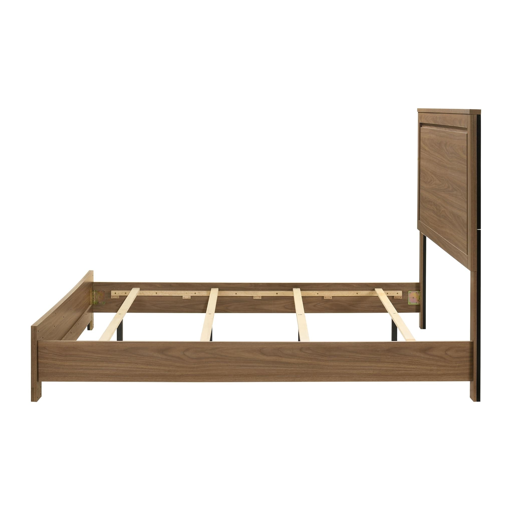 Walnut Chestnut 3pc Twin Size Bedroom Set with Nightstands