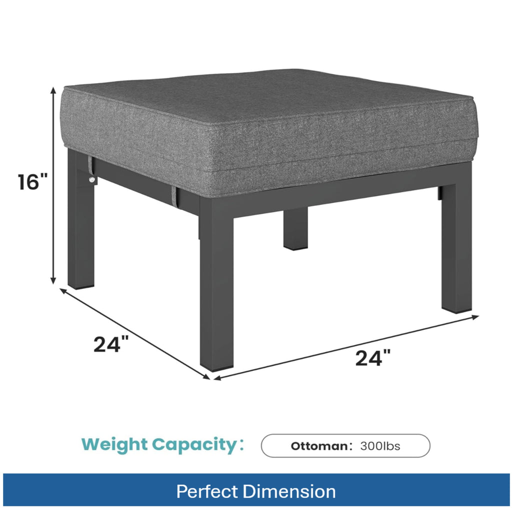 Set of 2 24" Aluminum Patio Ottomans