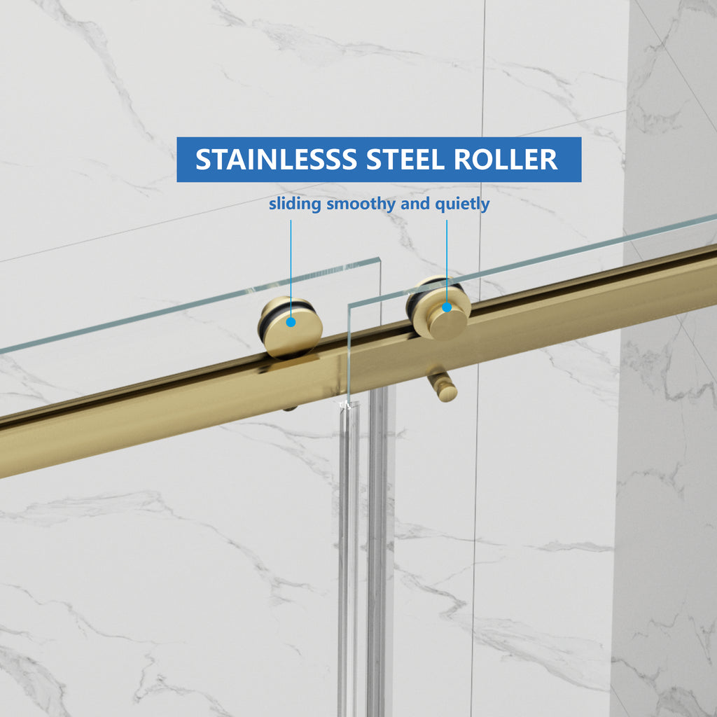 Frameless Shower Door with Double Sliding Mechanism