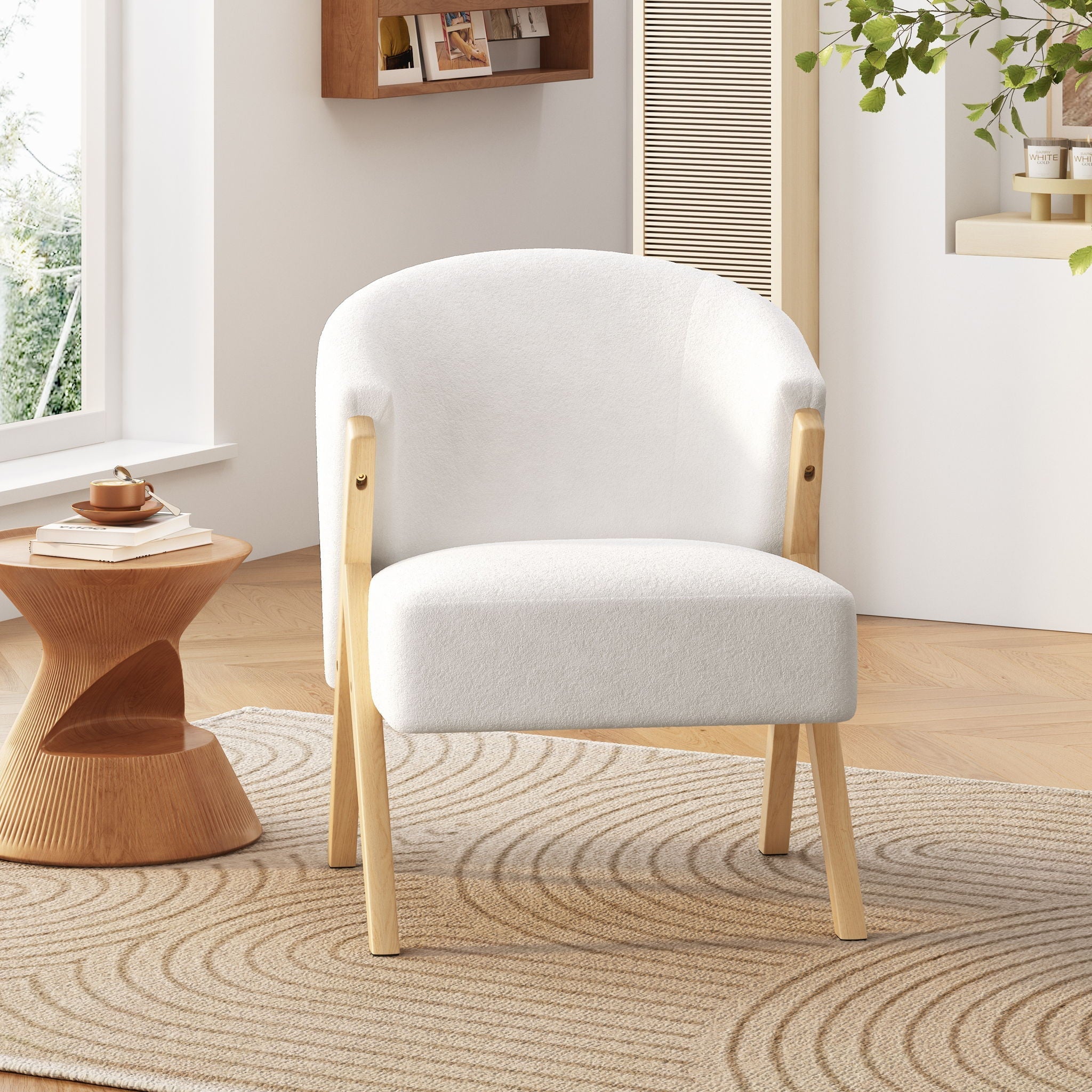 Modern Accent Chair with Polyester Upholstery