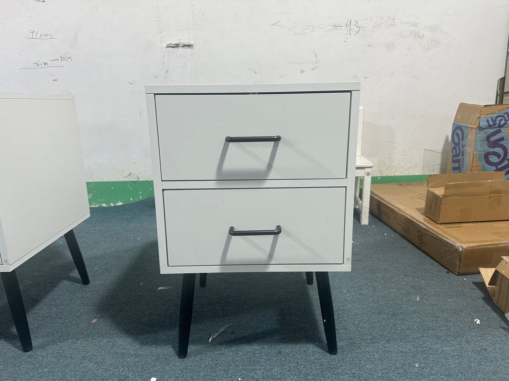 2-Drawer Nightstand with Metal Legs and Metal Handles