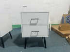 2-Drawer Nightstand with Metal Legs and Metal Handles