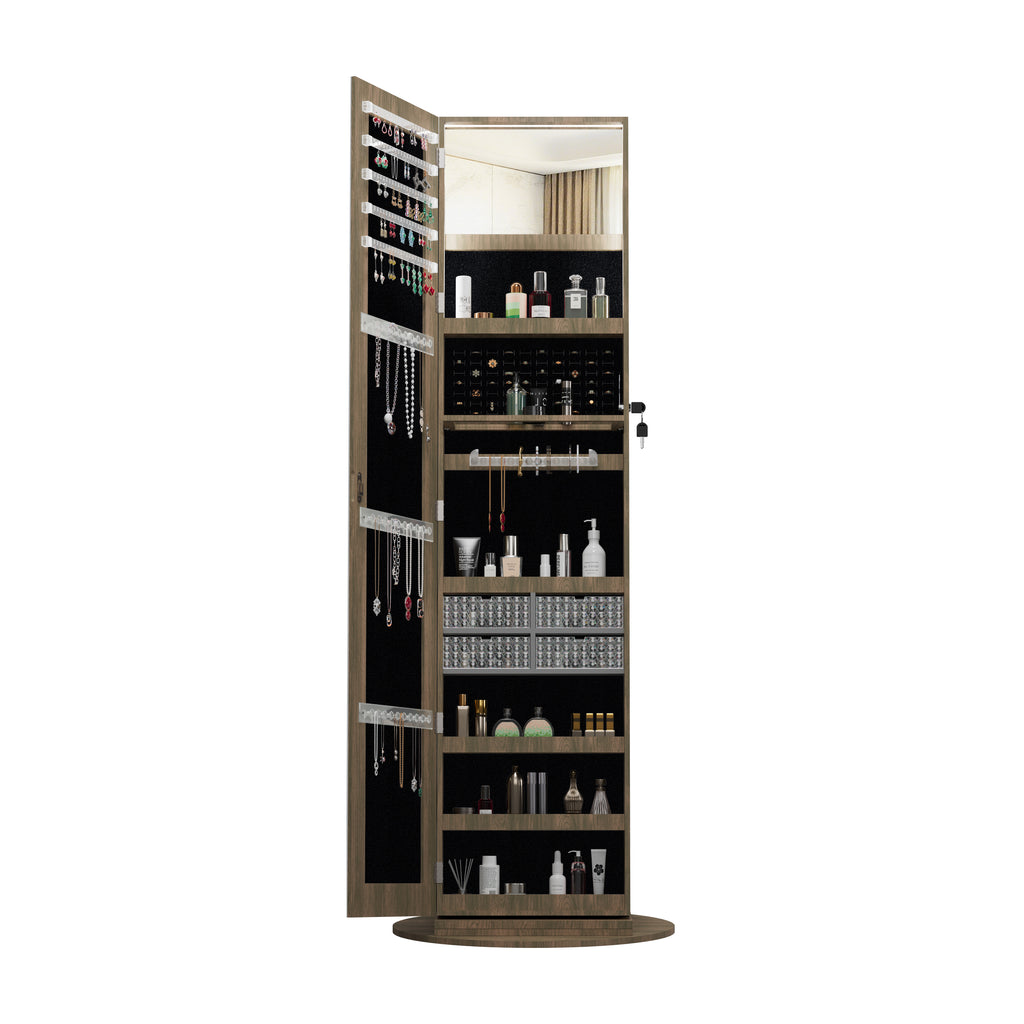 360° Swivel Jewelry Cabinet with Full Length Mirror