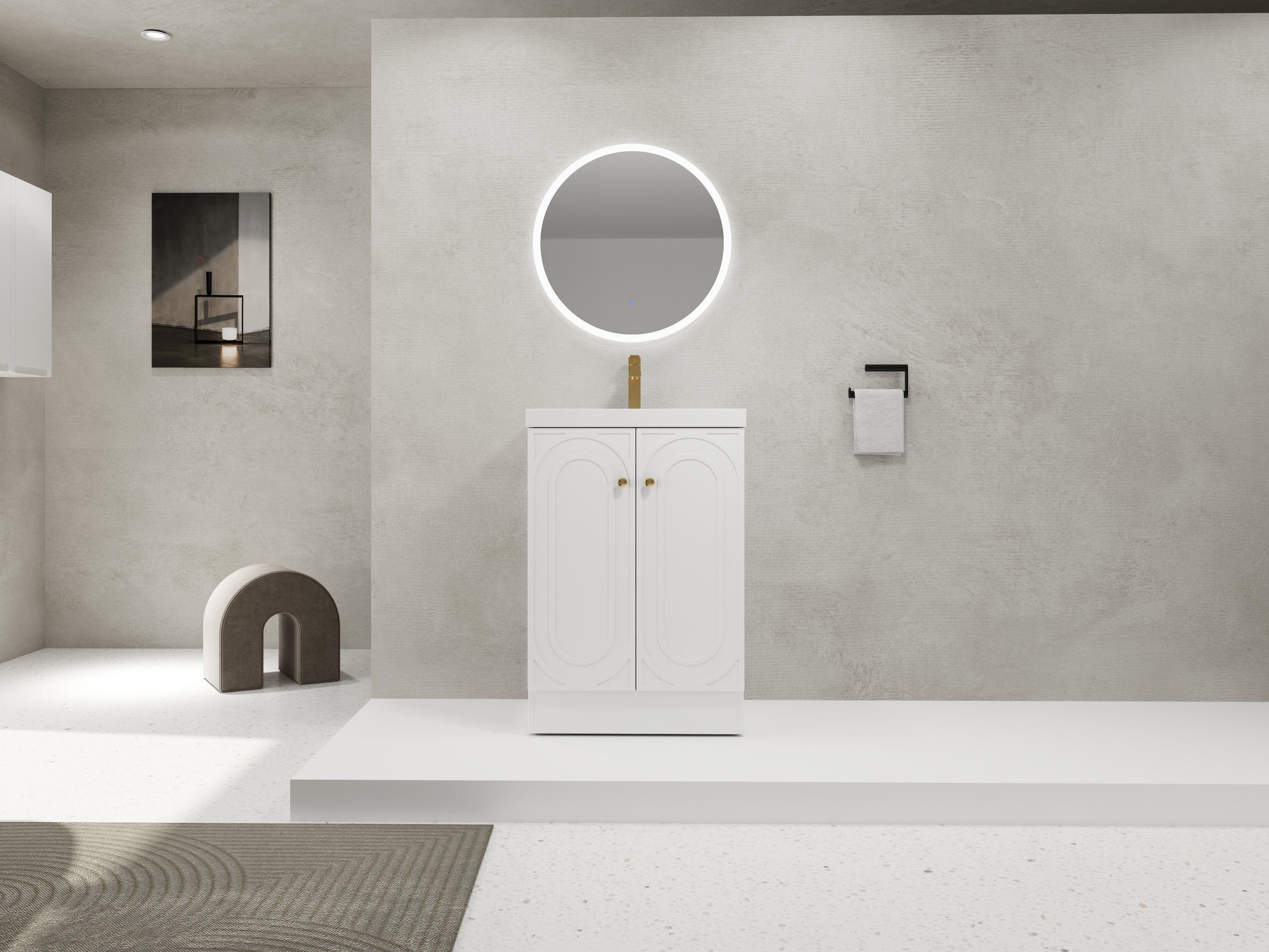 24" Freestanding Bathroom Vanity with Resin Sink
