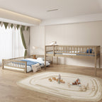 Full XL Over Queen Bunk Bed with Ladder and Guardrails