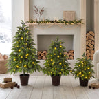 3-Piece Pre-Lit Christmas Tree Set with Warm Lights