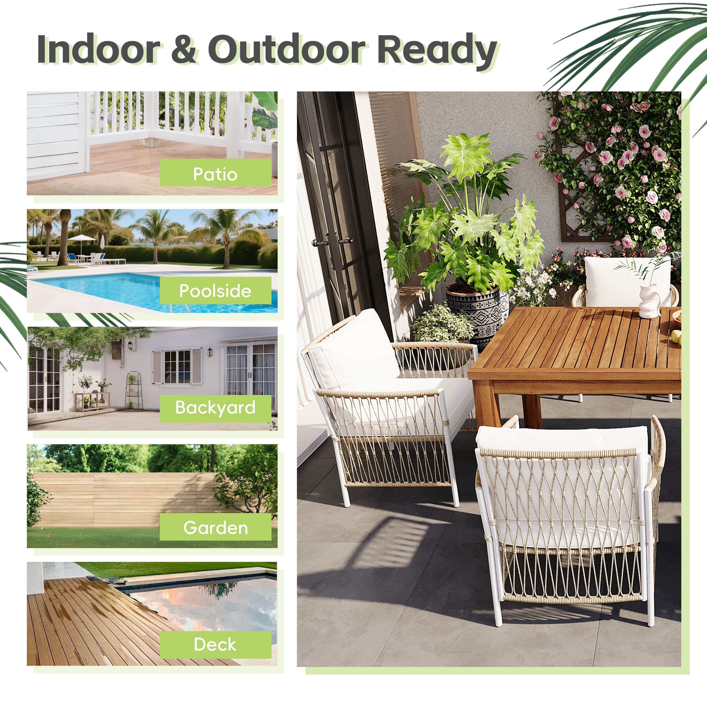 TOPMAX Patio 7pcs Wooden Dining Table Set