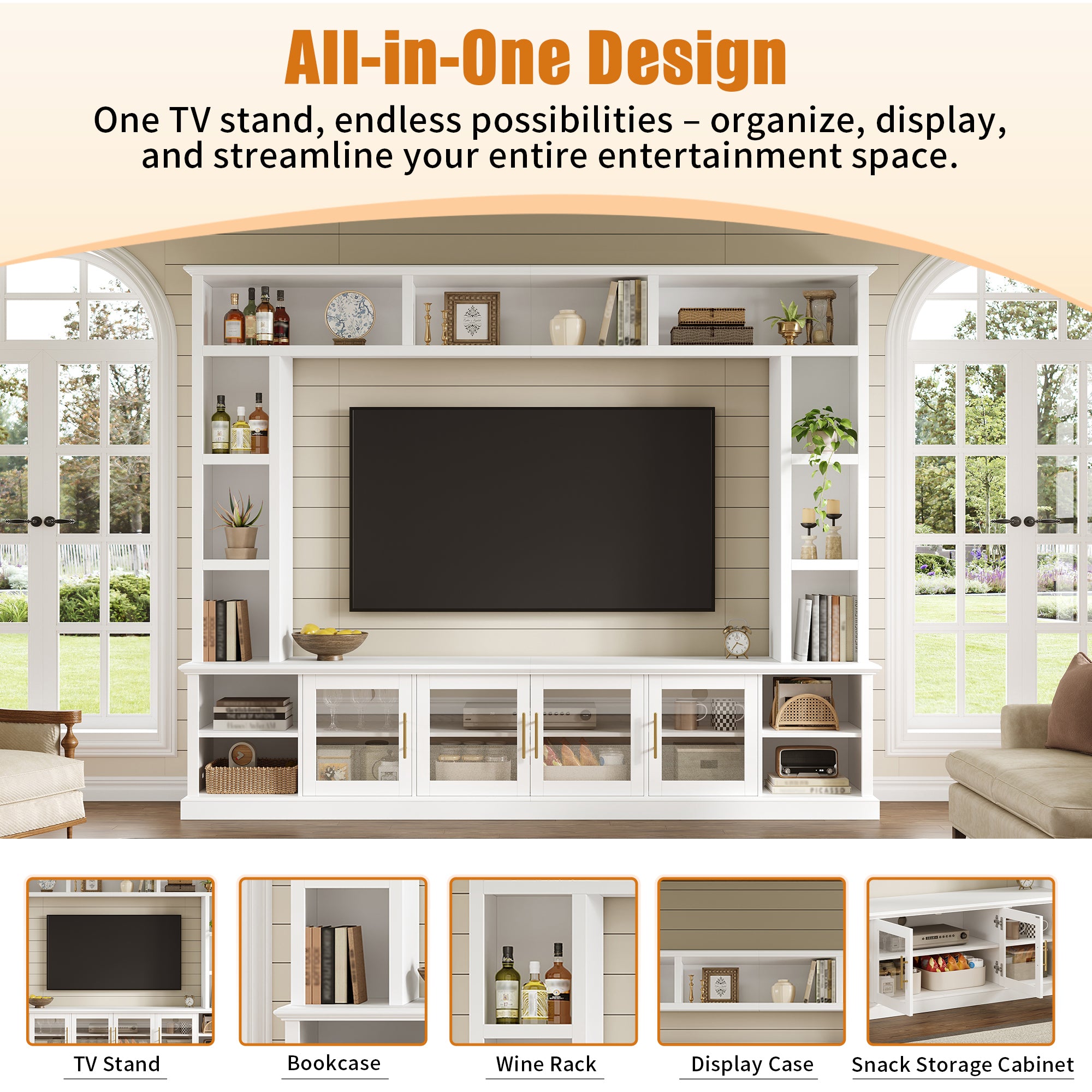 All-in-One Modern Entertainment Center for TVs Up to 80"