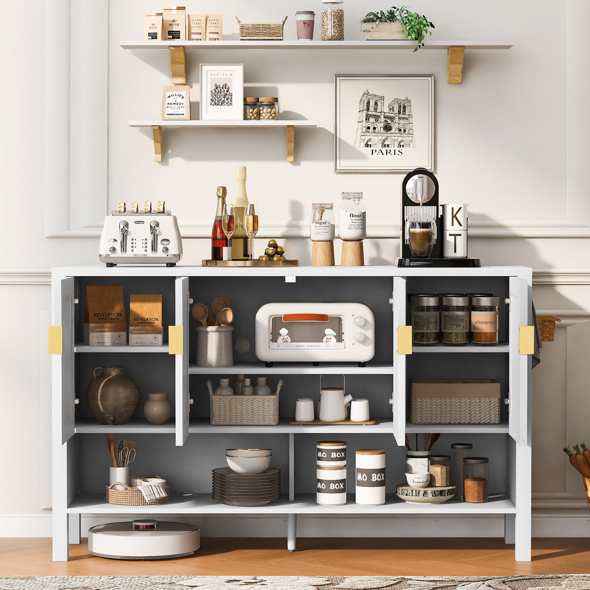U Style 55.1" Storage Sideboard with 4 Doors