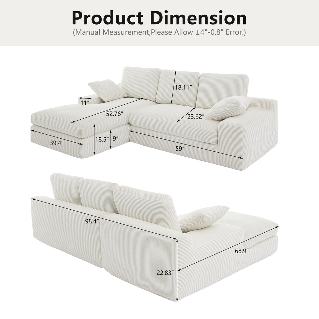 White Corduroy Compressed Sofa