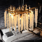 24-Inch Modern Golden Pendant Light with Cascading Crystal Strands