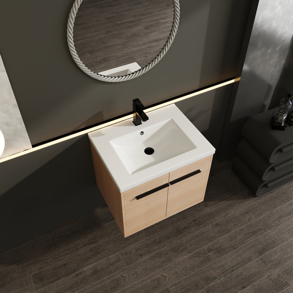 24" Wall Mounted Bathroom Vanity with Resin Basin