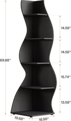 69.8" Height 5-Tier Wavy Bookshelf