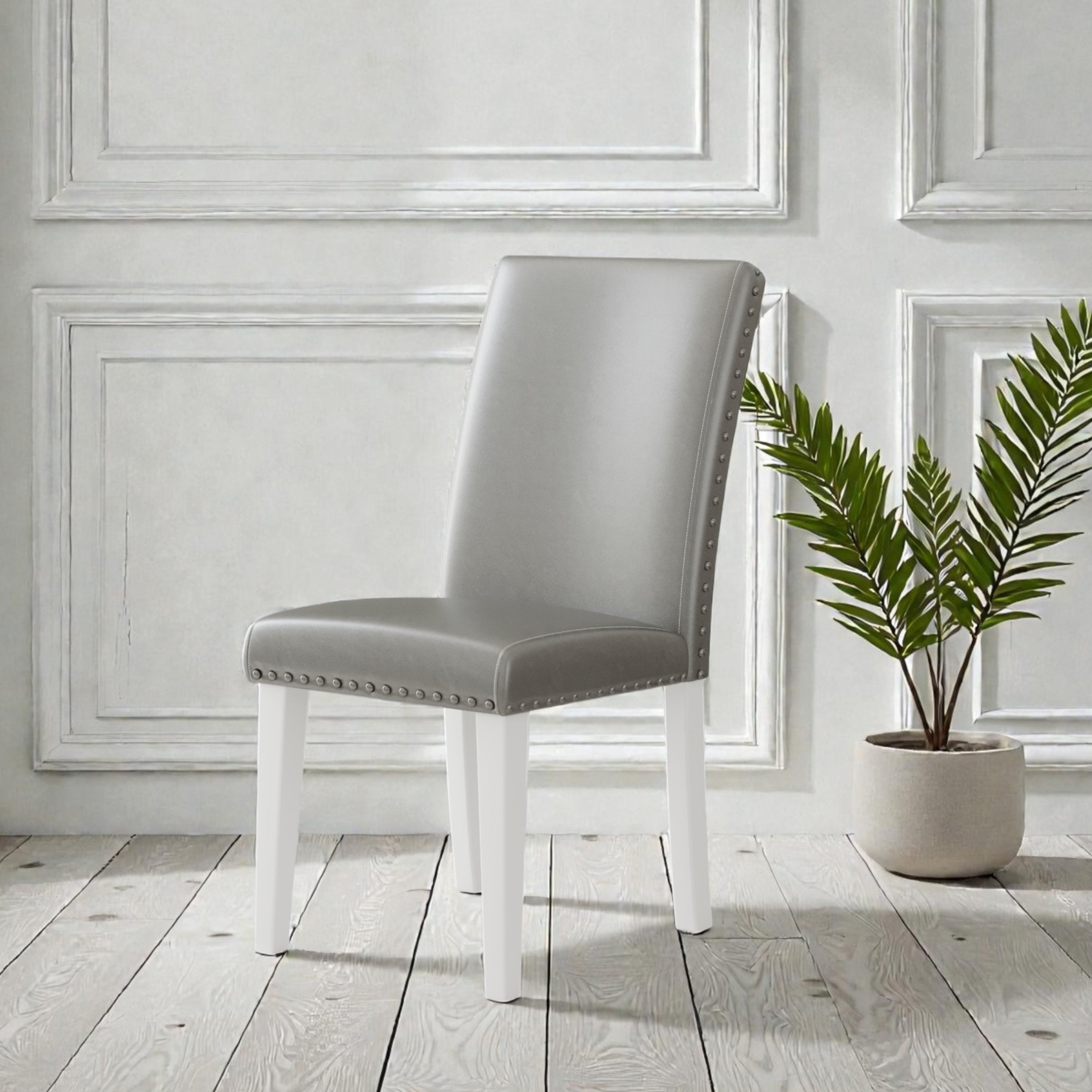 Upholstery Dining Chair Set - Silver and White