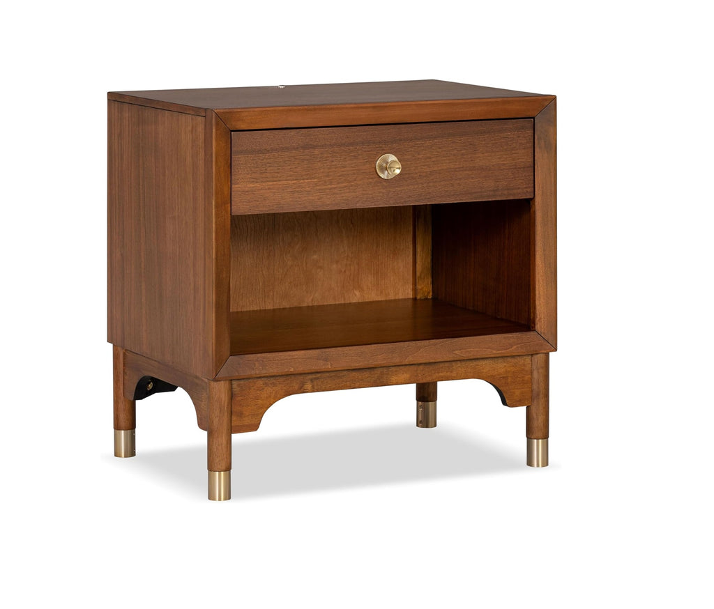 Mid Century Modern Style 1pc Nightstand English Dovetail Drawer USB Port