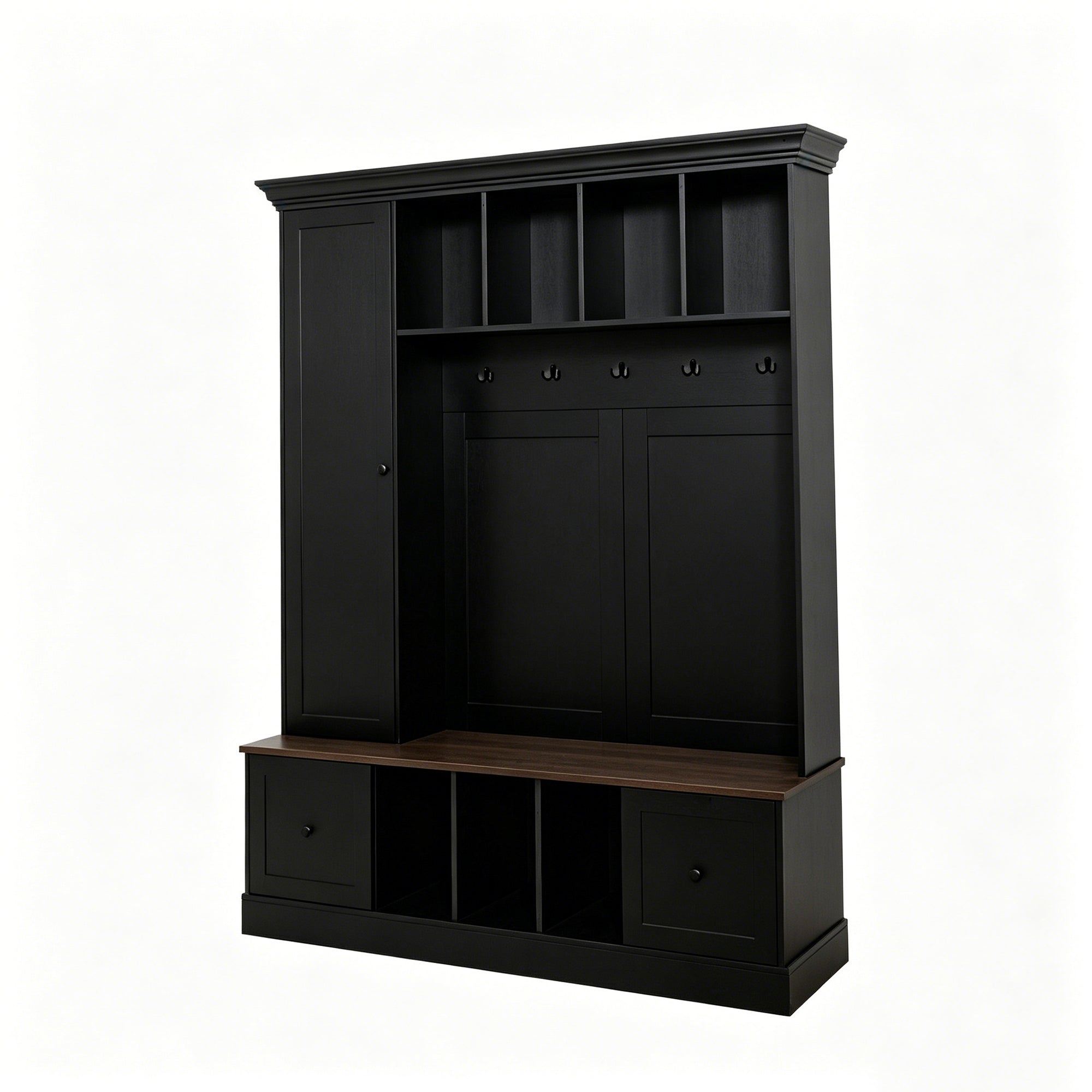 Vibe Haus 62.2''W Farmhouse Hall Tree with Shoe Storage Bench