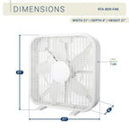 20 Inch Box Fan - 3-Speed Portable Cooling Fan with Carry Handle