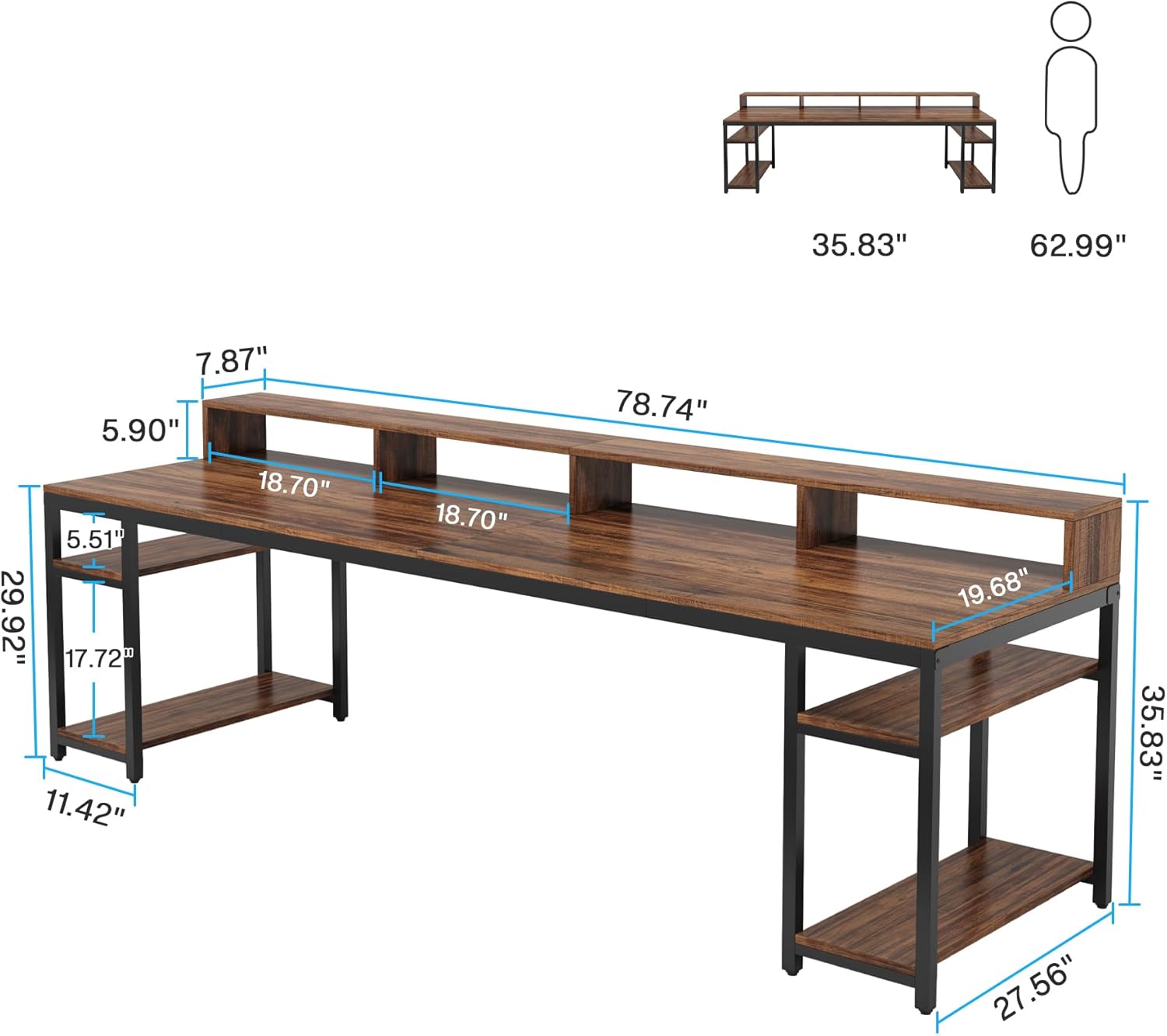 78" Two-Person Desk with X-Legs