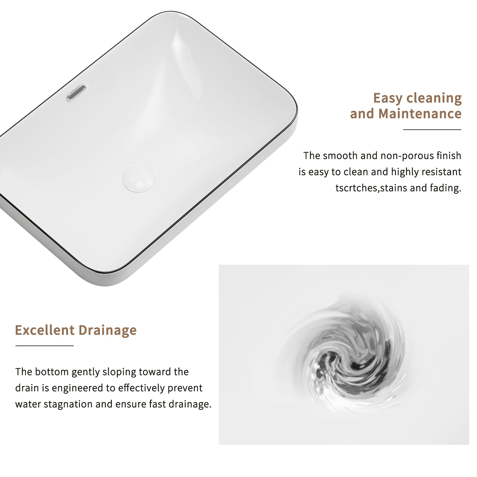 Ceramic Undermount Bathroom Sink 22.05" x 15.36"