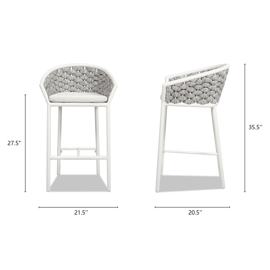Rowan 27.5" Rope Barrel Low Back Patio Counter Stool - Set of 2