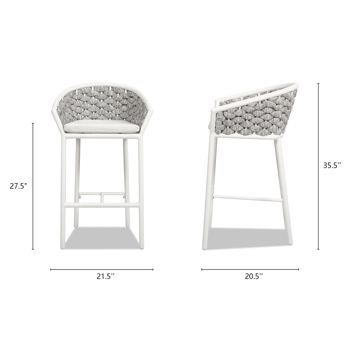 Rowan 27.5" Rope Barrel Low Back Patio Counter Stool - Set of 2