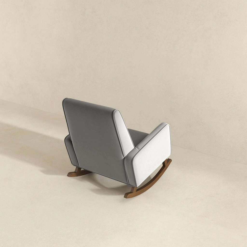 Premium Demetrius Light Grey Fabric Rocking Chair