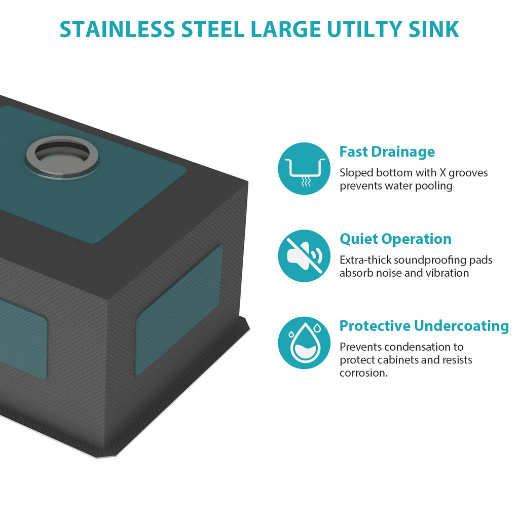 Laundry Sink 24 Inch - Undermount Gunmetal