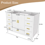 48" Bathroom Vanity Base Cabinet with Soft-Close Double Doors & 9 Smooth Drawers