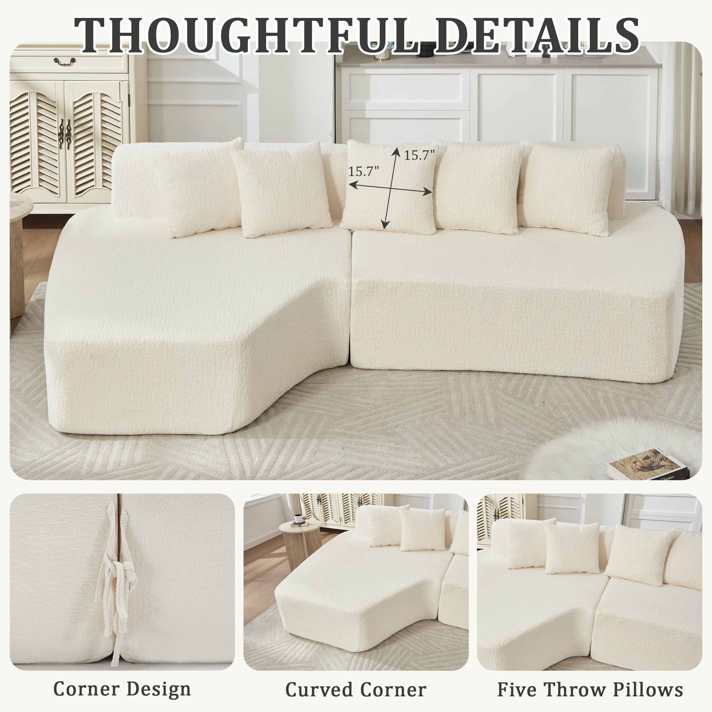 Compression Sectional Couch with Comfy Chaise