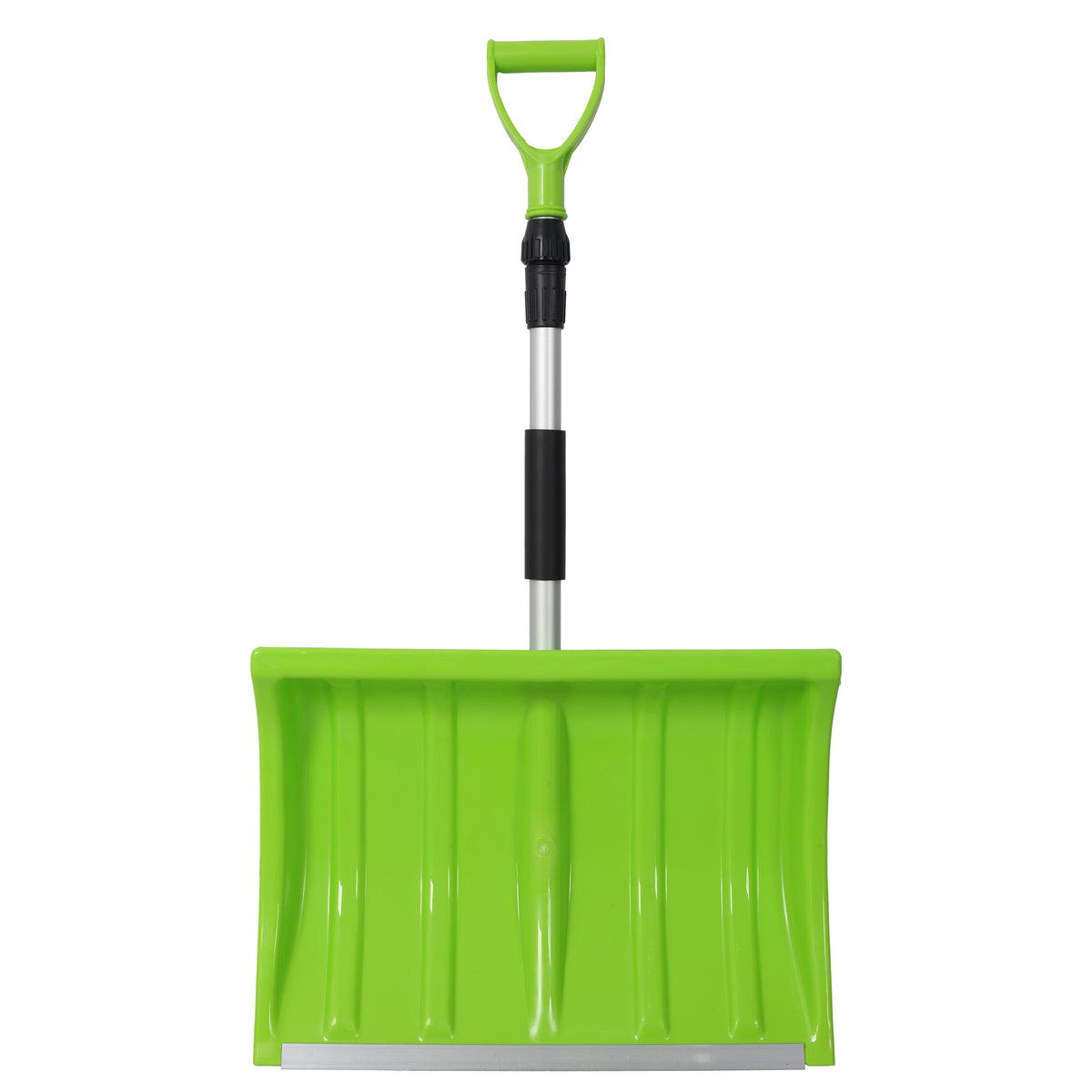 Portable Adjustable Height Snow Shovel with D-Grip Handle, 19-Inch Blade, Green