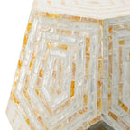18x18x21" Hexagonal Capes Capiz Stool, Cream/Yellow