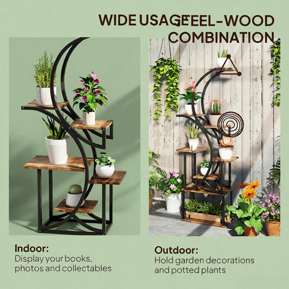 S-Shaped Plant Stand - 8 Tier Plant Shelf for Multiple Plants