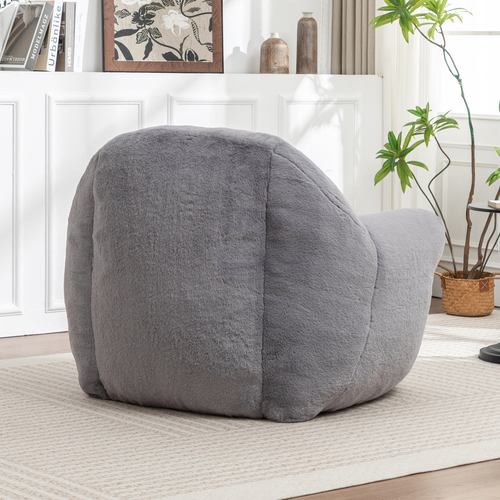 Comfy Faux Fur Bean Bag Chair with Back Support