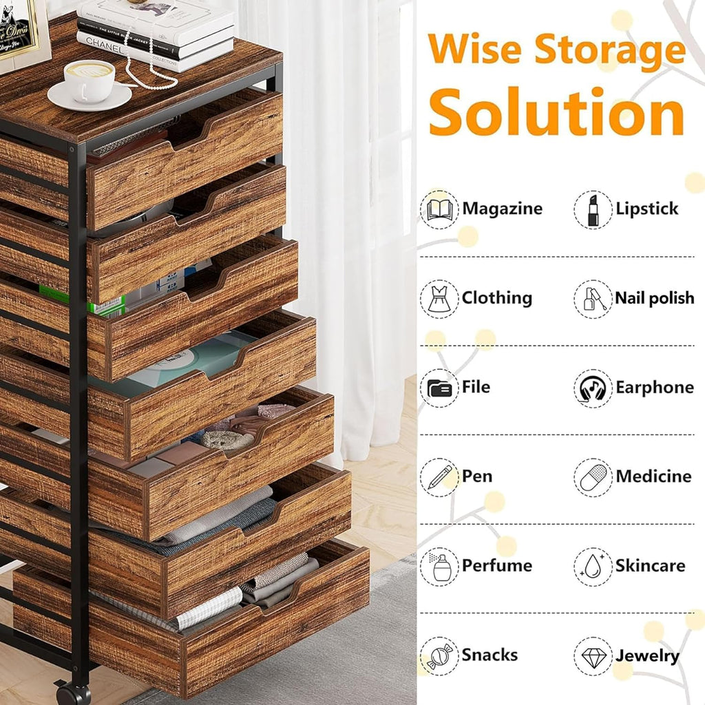 7-Drawer Storage Dresser Cabinet with Wheels