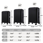 3 Piece ABS Spinner Wheel Luggage Set in Black