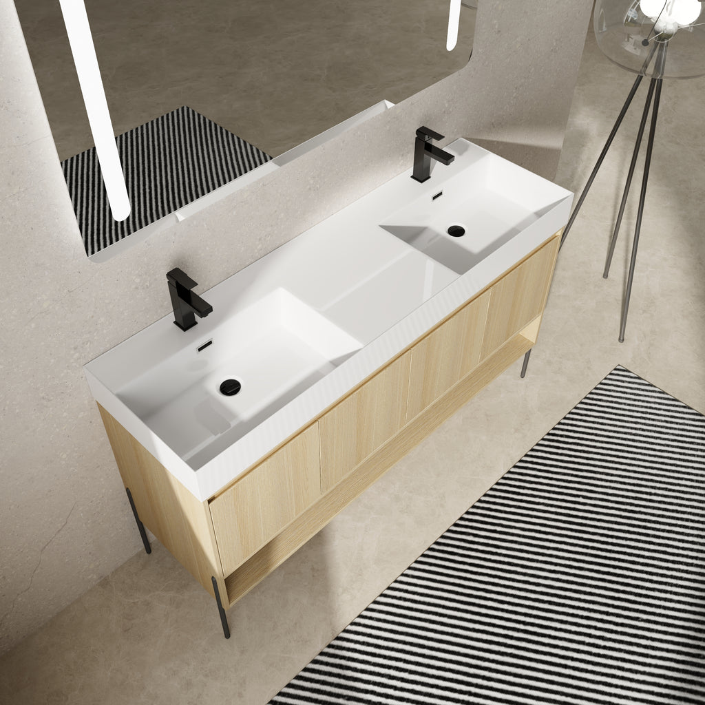60" Bathroom Vanity Combo with Double Resin Sink