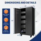 Heavy-Duty Metal Storage Cabinet with Wheels