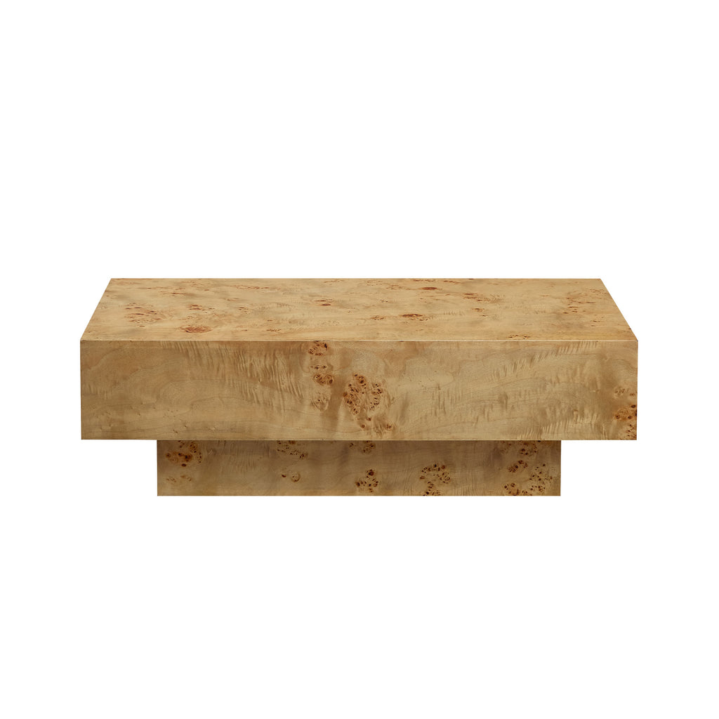 43.31 Inch Burl Wood Veneer Coffee Table